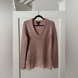 Liz Claiborne Blush Rose Sequined
V-Neck Sweater Medium
